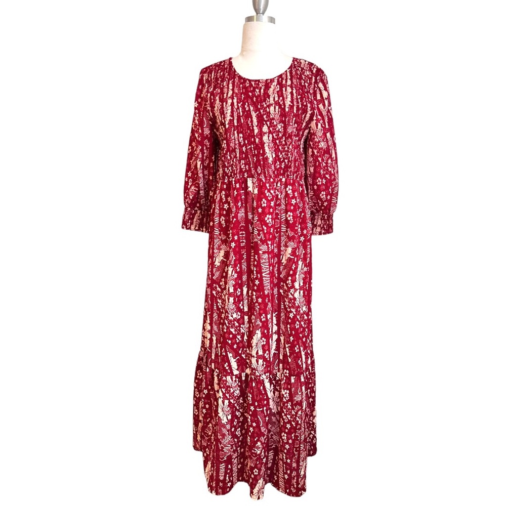 New Soft Surroundings Women’s Maxi Dress Sz 10 Marlais Smocked Chest Red